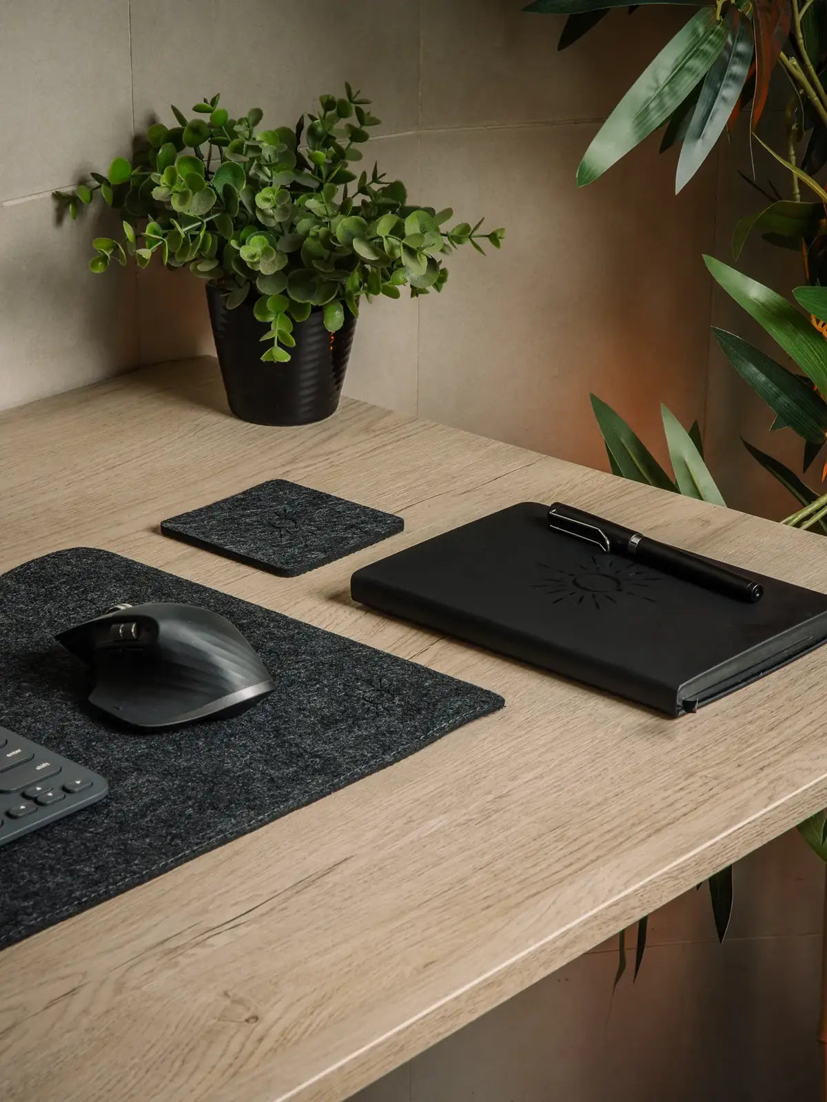 ORTUS Felt Desk Mat on a wooden desk